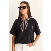 Lockeres Baumwoll-T-Shirt mit Stickerei