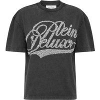 Baumwoll-T-Shirt mit Strass-Schriftzug