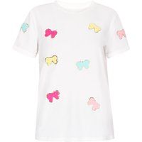 T-Shirt mit Pailletten-Schleifen-Motiv