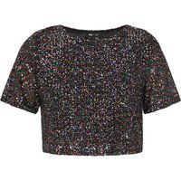 Mehrfarbiges Pailletten-Crop-Top