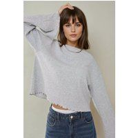 Oversized Crop-Top mit Wellensaum