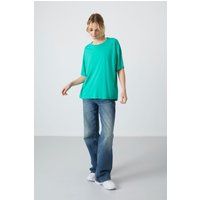 Oversized Baumwoll-Modal T-Shirt mit Rundhalsausschnitt