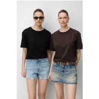 Oversize-Set mit geripptem Rundhalsausschnitt