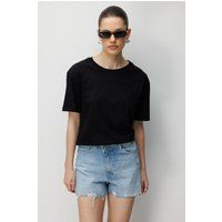 Oversize-Shirt mit geripptem Rundhalsausschnitt