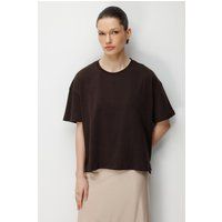 Oversized Rundhals-T-Shirt mit Seitenschlitzen