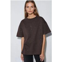 Schimmerndes Oversize-Baumwoll-Shirt mit Pailletten