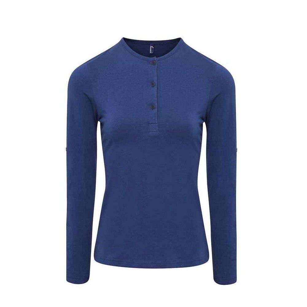 Langarm-Henleyshirt mit Krempelärmeln