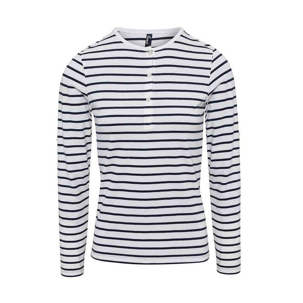 Gestreiftes Henley-Langarmshirt