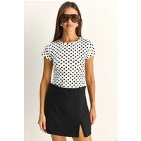 Crop-T-Shirt mit Polka Dots