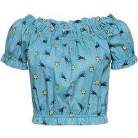 Carmen-Top mit Oldschool-Tattoo-Print