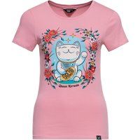 Figurbetontes T-Shirt mit Winkekatzen-Grafik