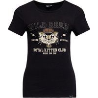 Schmal geschnittenes T-Shirt mit Biker-Katze
