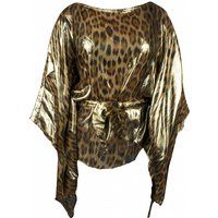 Drapiertes Top mit Metallic-Leopardenmuster