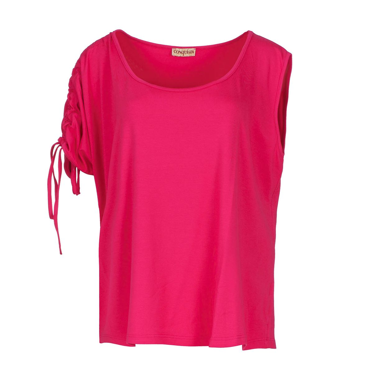 Asymmetrisches Jersey-Top mit Kordelzug