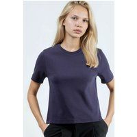 Geripptes Baumwoll-T-Shirt mit Rundhalsausschnitt