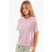 Ripp-Rundhals T-Shirt aus Baumwolle