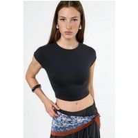 Minimalistisches Rundhals Crop-Top