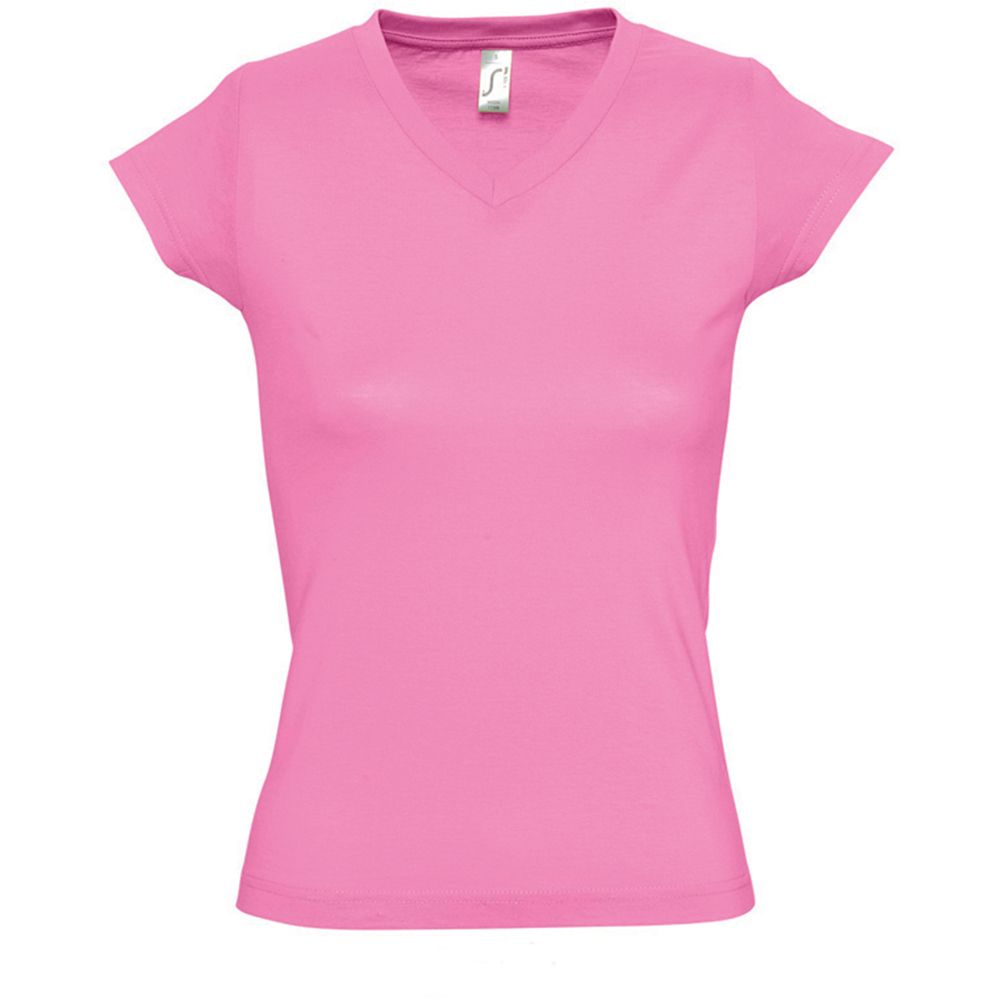 Kurzärmeliges Baumwoll-T-Shirt mit V-Ausschnitt