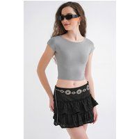 Schlichtes Crop-Top mit Rundhalsausschnitt