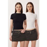 Slim-Fit Crop-T-Shirts mit Rundhalsausschnitt