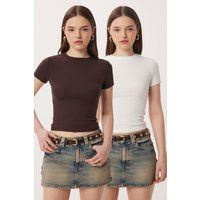 Essentielles Slim Fit Crop-Top Doppelpack