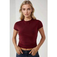 Soft-Touch Baumwoll-T-Shirt mit Rundhalsausschnitt