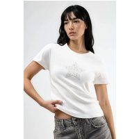 Baumwoll-T-Shirt mit Strass-Stern