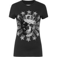 T-Shirt mit Totenkopf- und Sternenverzierung