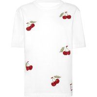 T-Shirt mit Kirsch-Patches und Rückenausschnitt