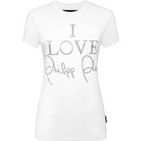 Slim-Fit Jersey-T-Shirt mit Strass-Signatur