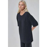 Lockeres Modal-Mix T-Shirt mit Schlitzen