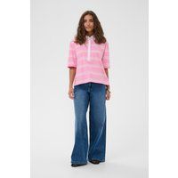Gestreiftes Oversized-Polohemd aus Baumwolle