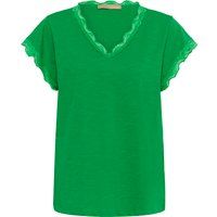 Strukturiertes T-Shirt mit Spitzenbesatz