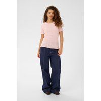 Geripptes Stricktop mit Wellensaum