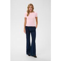Pointelle-Strickshirt mit kleiner Schleife
