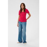 Schmales Ripp-T-Shirt im Henley-Stil