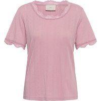T-Shirt mit Spitzenborte und Lochmuster