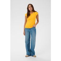 Ripp-T-Shirt mit gewelltem Saum