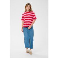 Gestreiftes Loose Fit Rundhals-T-Shirt