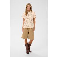 Baumwoll-T-Shirt mit Herzmuster und Rundhals