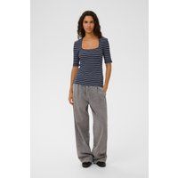 Gestreiftes Slim-Fit-Top mit Karree-Ausschnitt