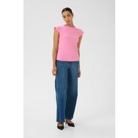 Enges Ripp-Shirt mit Wellensaum