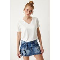 Klassisches V-Neck Jersey T-Shirt