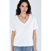 Klassisches V-Ausschnitt Baumwoll-T-Shirt