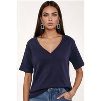 Klassisches Baumwoll-T-Shirt mit V-Ausschnitt