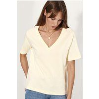 V-Ausschnitt Baumwoll-T-Shirt im Regular Fit