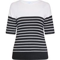 Gestreiftes Rippstrick-Shirt mit Rundhalsausschnitt
