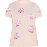 T-Shirt mit Pailletten-Muschelmotiven