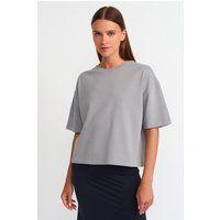 Übergroßes Baumwoll-T-Shirt mit Rundhalsausschnitt