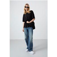 Übergroßes Baumwoll-Modal Rundhalsshirt